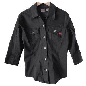 Parasuco Vintage Y2k Black Goth Metal Button Up Shirt